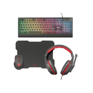 Kit Teclado+Mouse+Pad+Audifono Trust Gaming Ziva 3.5Mm Rgb