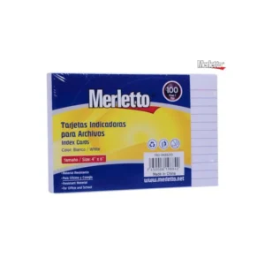 Index Card 4x6 Rayada Paquete 100 Merletto
