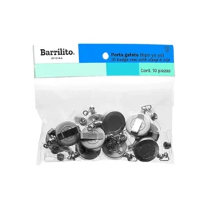 Clips Para Carnet Retractil Paquete 10 Plata Barrilito