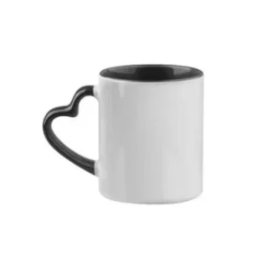Taza Ceramica Para Sublimar 11 Onzas Agarrador Corazon Blanca/Negro