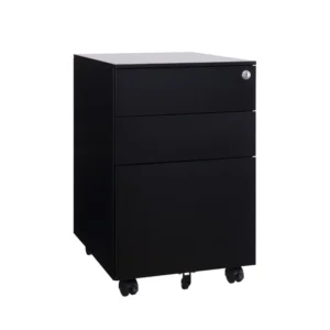 Archivo 3 Gavetas Negro Credenza Sin Armar Con Rodos 60X39X50Cm
