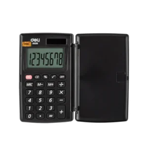 Calculadora Deli Bol 8 Digitos Negro Con Tapa Vertical
