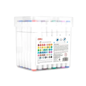 Marcador Doble Punta Paquete 48 Deli Caja Plastico