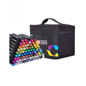 Marcador Doble Punta Paquete 80 Deli Estuche De Tela