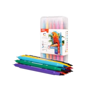 Marcador Doble Punta Paquete 12 Base Agua Deli