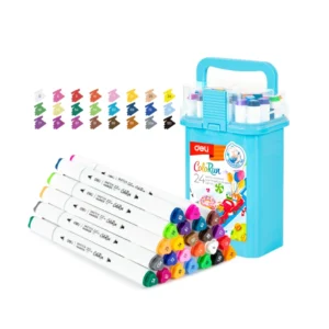 Marcador Doble Punta Paquete 24 Base Agua Deli