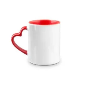 Taza Ceramica Para Sublimar 11 Onzas Agarrador Corazon Blanca/Rojo
