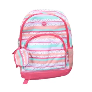 Mochila 16  Joy Rayas Girl Con Llavero Y Bolsillo para Laptop