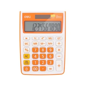 Calculadora Deli Escritorio 12 Digitos Naranja