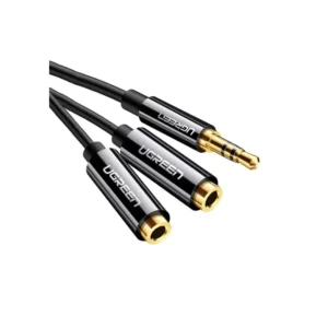 Cable Audio 3.5 Macho A 3.5 Hembra Doble 25Cm Negro Av134 Ugreen