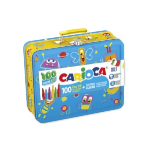 Set Marcadores Con Estuche Metal Paquete100 + Libro Para Colorear Carioca