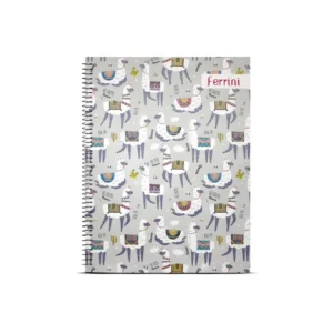 Cuaderno #3 1 Mat 70 Hjs Ferrini Glit Llama And Cactus Doble Anillo