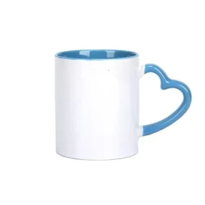 Taza Ceramica Para Sublimar 11 Onzas Agarrador Corazon Blanca/Azul