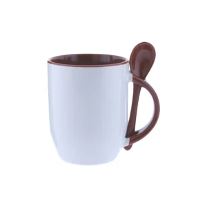 Taza Ceramica Para Sublimar 12Oz Agarrador E Interior Cafe Con Cuchara