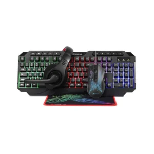 Kit Teclado+Mouse+Pad+Audifono Xtrike Me Rainbow Negro Cmx-411SP