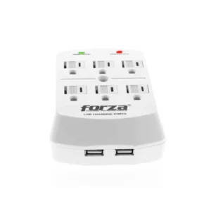 Protector De Picos Forza 6 Salida 110V P/Pared/2 Usb/Tapa Protectora Fwt-760Usb