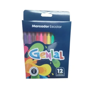 Marcador Escolar 12 Colores Genial Caja