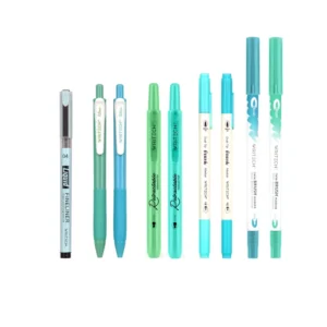 Boligrafo Writech Kit 9Pzs Azul-Verde Con Chinografo/Resaltador/Marcador Dual Con Lapicero