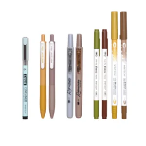 Boligrafo Writech Kit 9Pzs Cafe-Verde Con Chinografo/Resaltador/Marcador Dual Con Lapicero