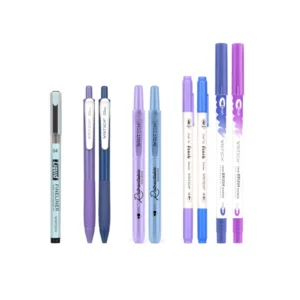 Boligrafo Writech Kit 9Pzs Purpura-Azul Con Chinografo/Resaltador/Marcador Dual Con Lapicero