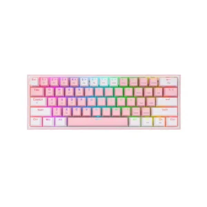 Teclado Redragon Gaming Fizz Pro Usb Tipo-C Rosa-Blanco Rgb 60% K616 Mecanico